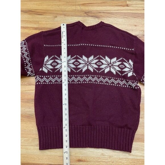 Abercrombie & Fitch Men's L 100% Wool Red Fair Isle Nordic Sweater Vintage Y2k - Picture 4 of 8